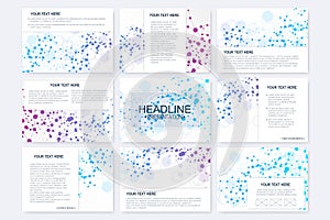 Big set of vector templates for presentation slides. Modern graphic background structure molecule and communication