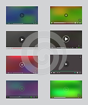 Big Set of Video Player Window with Menu and Buttons