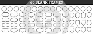 Big set of vintage blank frames. Vintage labels mega collection. Sticker. Retro badge elements. Vector illustration