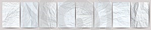 Big set of white clean crumpled papers