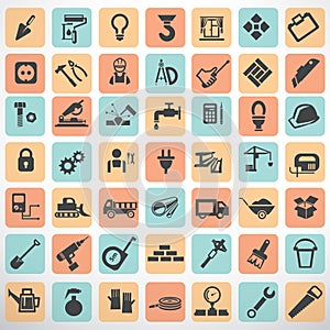 Big set of work tools and construction icons