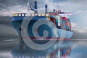 Big ship with container delivery goods import export