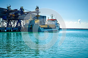 Big ship in a dockyard industrial marine background