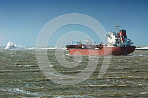 Big ship in rough sea