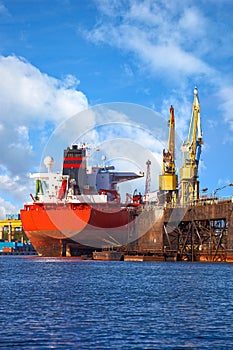 Big ship in a shipyard