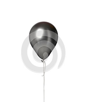 Big silver metallic latex balloon for birthday party isolated on a white
