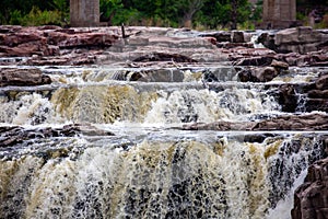 Big Sioux River tumbles over a series of rock faces in Falls Park