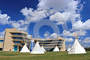 First Nations University with Circle of Tipis in Regina, Saskatchewan
