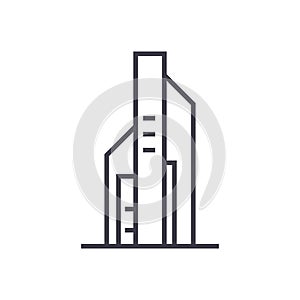 Big skyscrapper vector line icon, sign, illustration on background, editable strokes