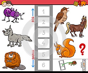 Big and small animals cartoon activity game