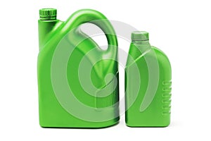 Big and small plastic lubrication oil containers photo