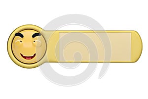 Big smile emoticon on a board.3D illustration.