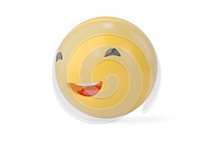 Big smile emoticon.3D illustration.