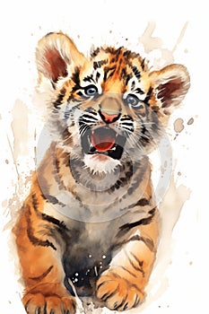 Big Smile Face: Adorable Tiger Cub Pouncing