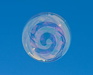 Big soap bubble over a blue sky