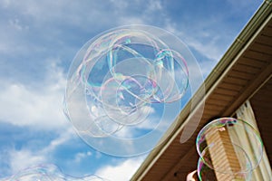 big soap bubbles. entertainment show for children on holidays and festivals