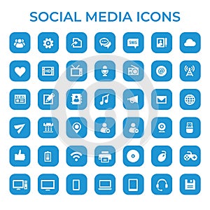 Big Social Media icon set, trendy flat icons