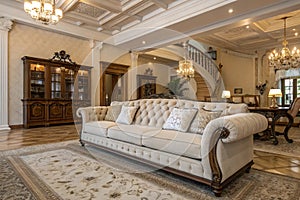 Big sofa in classic interior