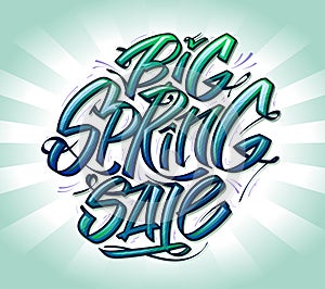 Big sping sale banner mockup with hand drawn lettering