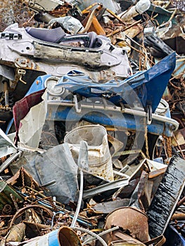 Big stack of different household and industrial scrap metal