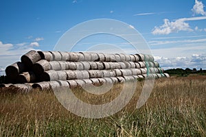 Big stack of hay rolls