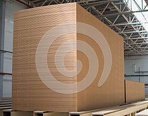 Big stack of MDF boards. Medium Density Fibreboard