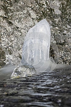 Big stalagmite ice in the cave, Low Tatras, Slovakia