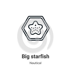 Big starfish outline vector icon. Thin line black big starfish icon, flat vector simple element illustration from editable