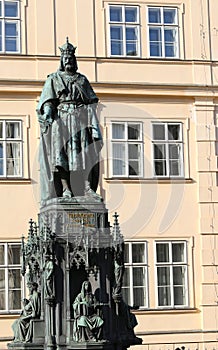 Big statue of Charles IV King of Bohemia in prague