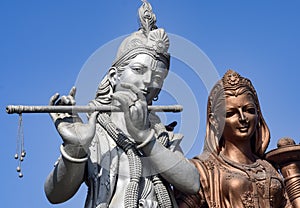 Big statue of Lord Radha Krishna near Delhi International airport, Delhi, India, Lord Krishna and Radha big statue touching sky at