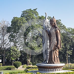 Big statue of Lord Sita Ram near Delhi International airport, Delhi, India, Lord Ram and Sita big statue touching sky at main