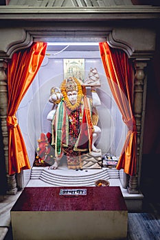 Big statue of the most devoted Hindu God Bajrang bali (Hanuman) in a Hindu temple