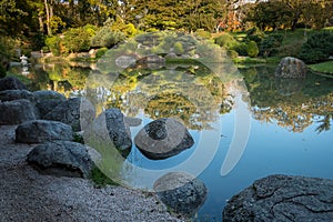 Big stones in a pond