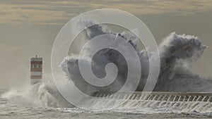 Big stormy sea wave splash