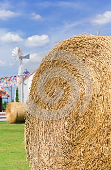 Big straw roll in farm