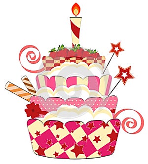 Big strawberry birthday cake