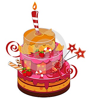 Big strawberry birthday cake