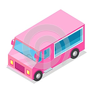 Big Streetfood Pink Truck Isolated Illustration photo