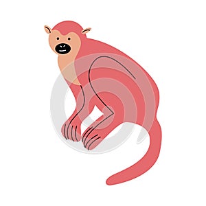 Big strong red monkey with long tale vector illustration