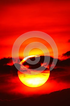 Big sun sunset sky orange sky red sunright outdoor summer nature landscape backgound