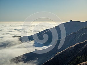 Big Sur California coast, bridge, beach, rocks, clouds, and surfing waves, black and white art photography