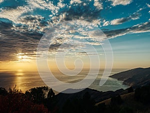 Big Sur, California USA. Coastline, sunset