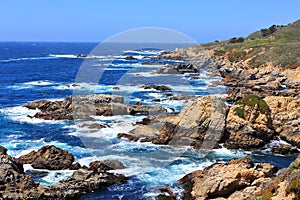 Big Sur Coast at China Lookout in Shoal Cavern Nature Preserve near Carmel, California