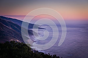 Big Sur coastline at dusk.