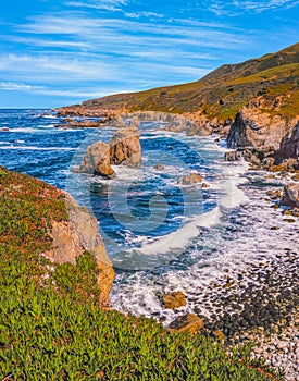 Big Sur rocky coastline in California