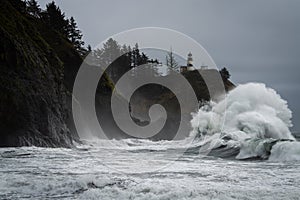 Big Surf And Lighthouse Cape Disappointment