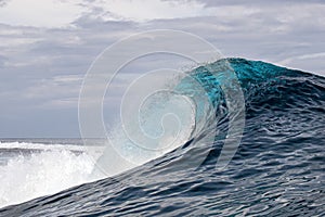 Surf wave tube detail in pacific ocean french polynesia tahiti