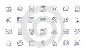 Big system line icons collection. Complexity, Integration, Size, Interconnectivity, Scalability, Modularity, Robustness