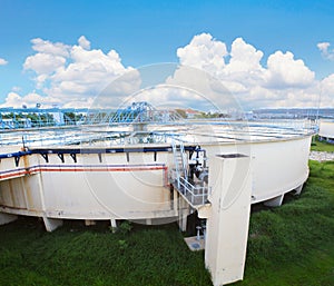 big tank of water supply in metropolitan water work industry plant site