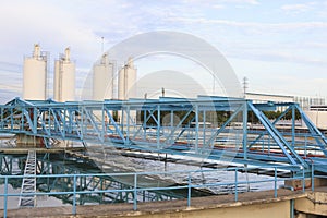 big tank of water supply in metropolitan water work industry plant site